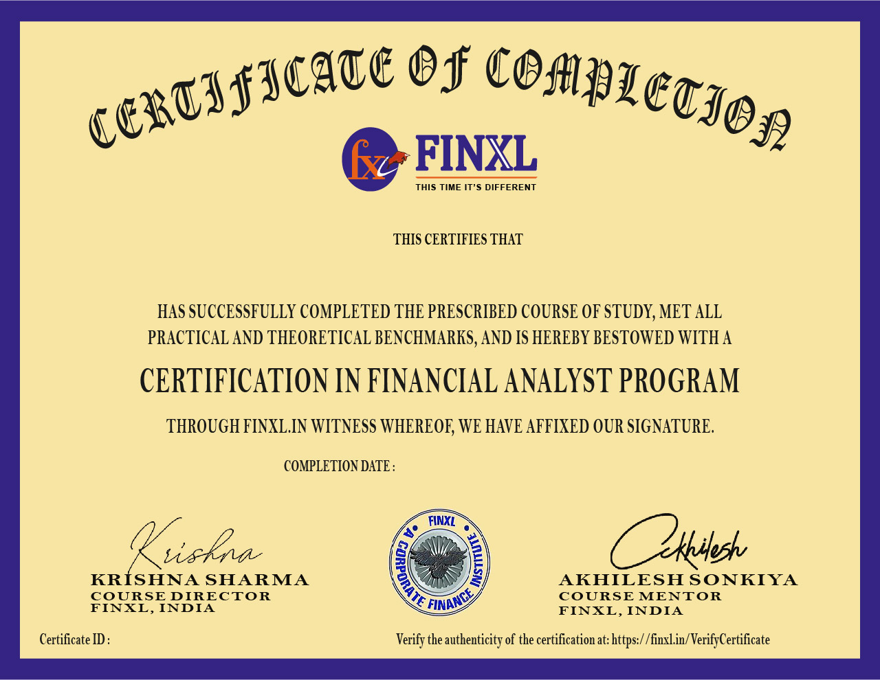 FINXL Financial Analyst Certification